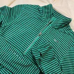 Nike running Dri-Fit zip top mint/gray stripe long sleeve